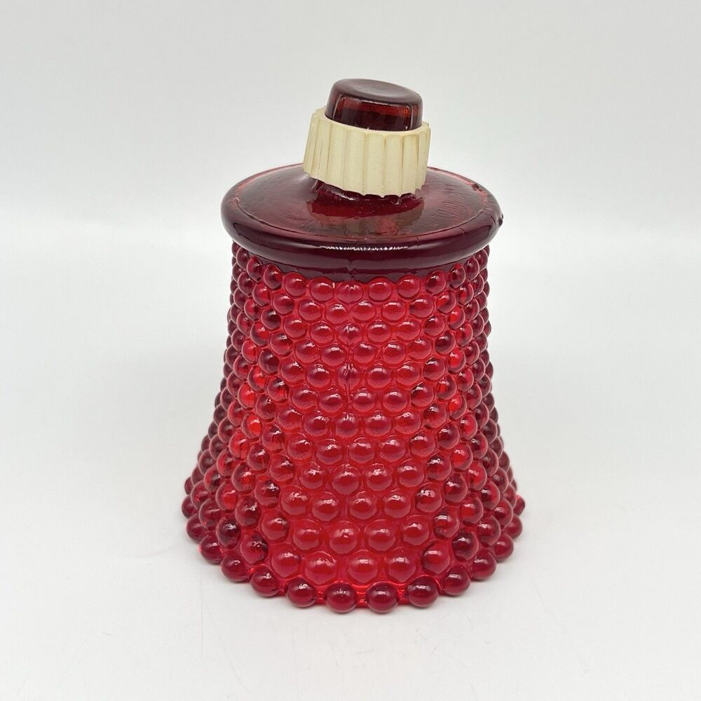 Vintage Ruby Red Hobnail Glass Peg Votive Candle Holder Cadmium UV Glow Homco